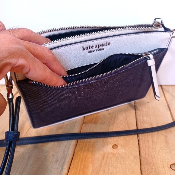 Kate Spade New York Cameron denim colorblock top zip crossbody - Picture 9 of 12